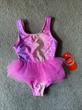 Wonder Nation Pink Mermaid Tutu One Piece Swimsuit - Size 18 Months